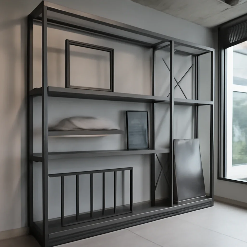 Installed custom metalwork showcase for About Metal Fabrications