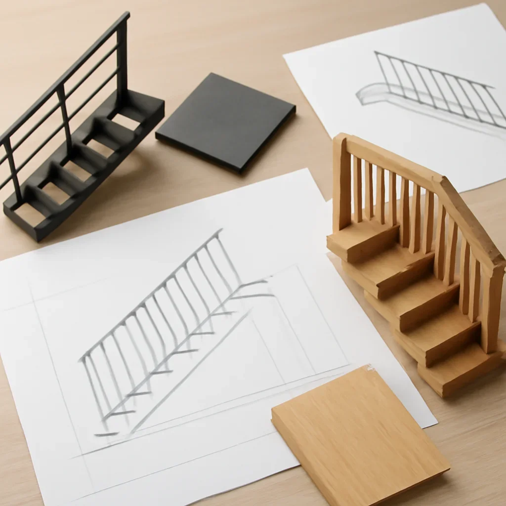 Finished stair planning example for a BC metal versus wood stair project