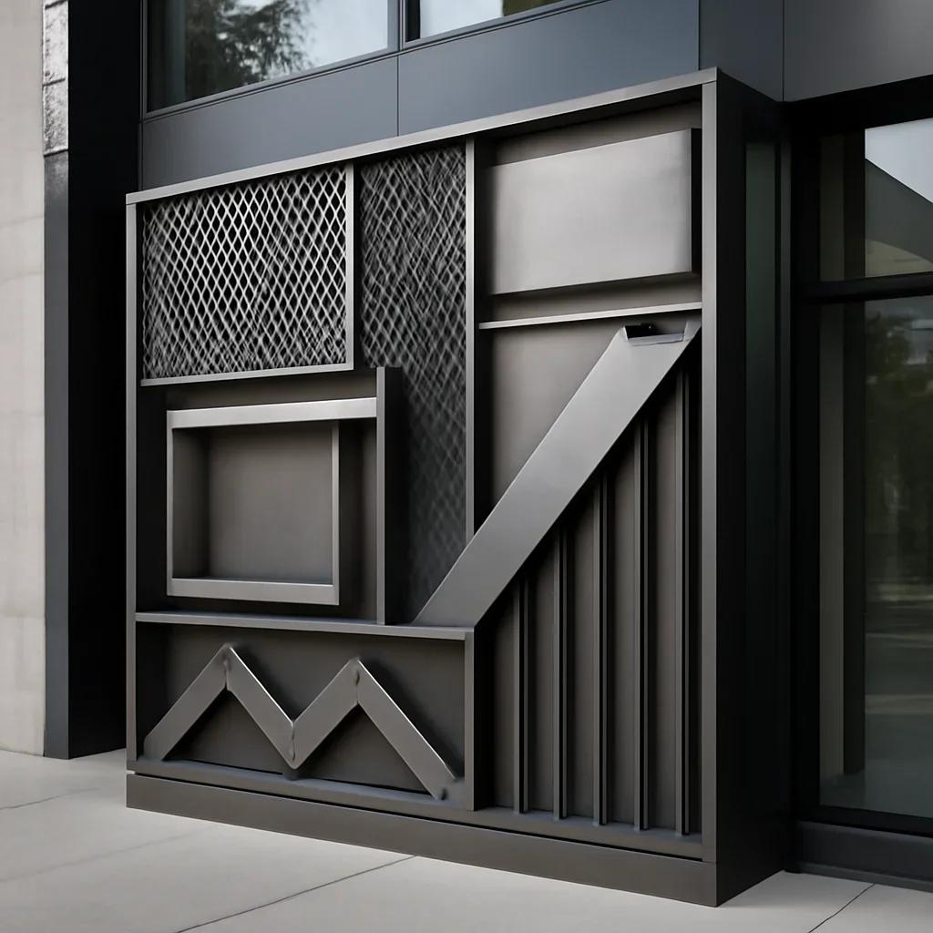 Installed custom metalwork showcase for Custom Metal Fabrication Services